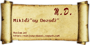 Miklósy Dezső névjegykártya